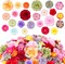 210 Pcs Mini Silk Flower Heads Small Fake Rose Daisy Faux Flowers (Bright Colors Mixed) 8"D x 4"W x 5"H